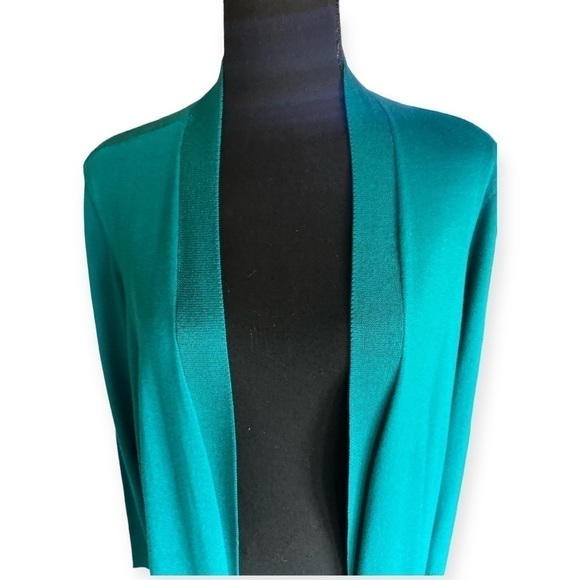 CHICOS Draped Straight Long Cardigan Sweater Open Front Size 3X Bright J… - Picture 10 of 13